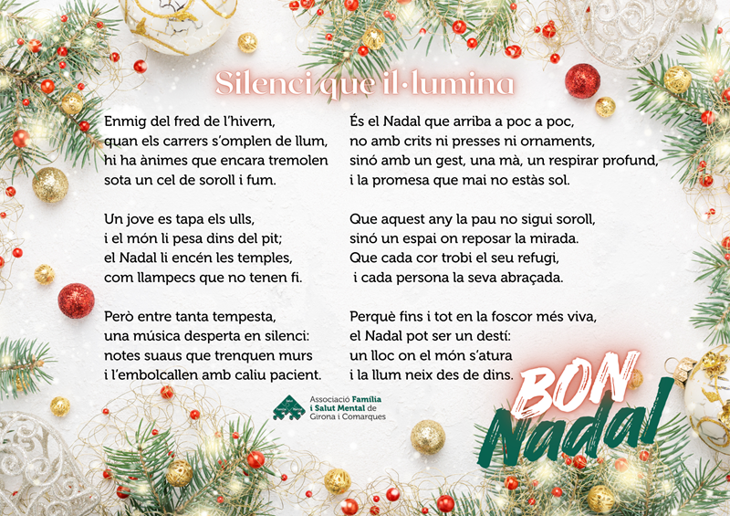 L&rsquo;Associaci&oacute; Fam&iacute;lia i Salut Mental de Girona i Comarques comparteix el seu v&iacute;deo de Nadal